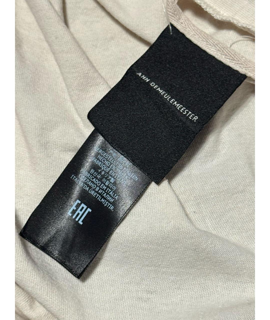 ANN DEMEULEMEESTER Бежевая хлопковая футболка, фото 5