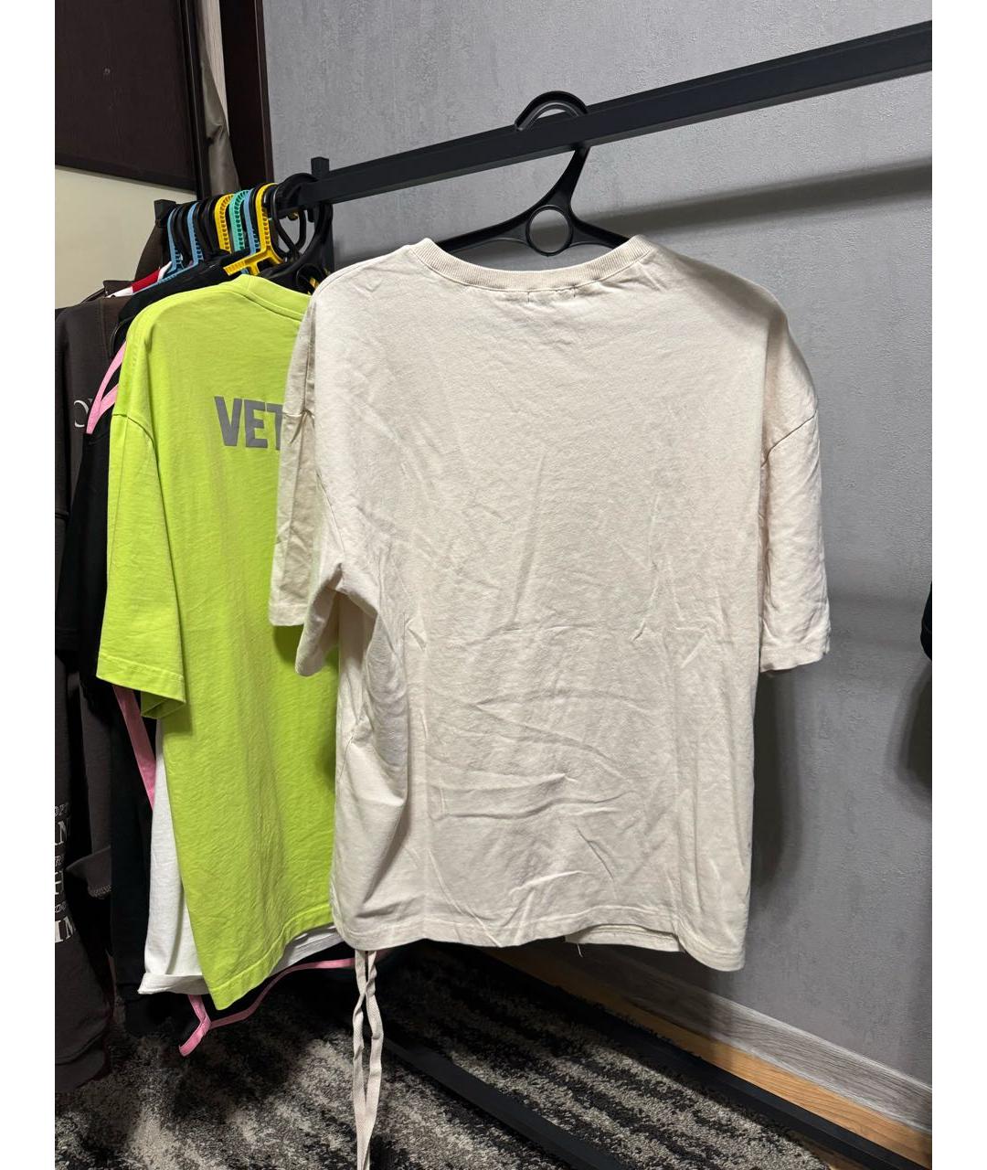 ANN DEMEULEMEESTER Бежевая хлопковая футболка, фото 3