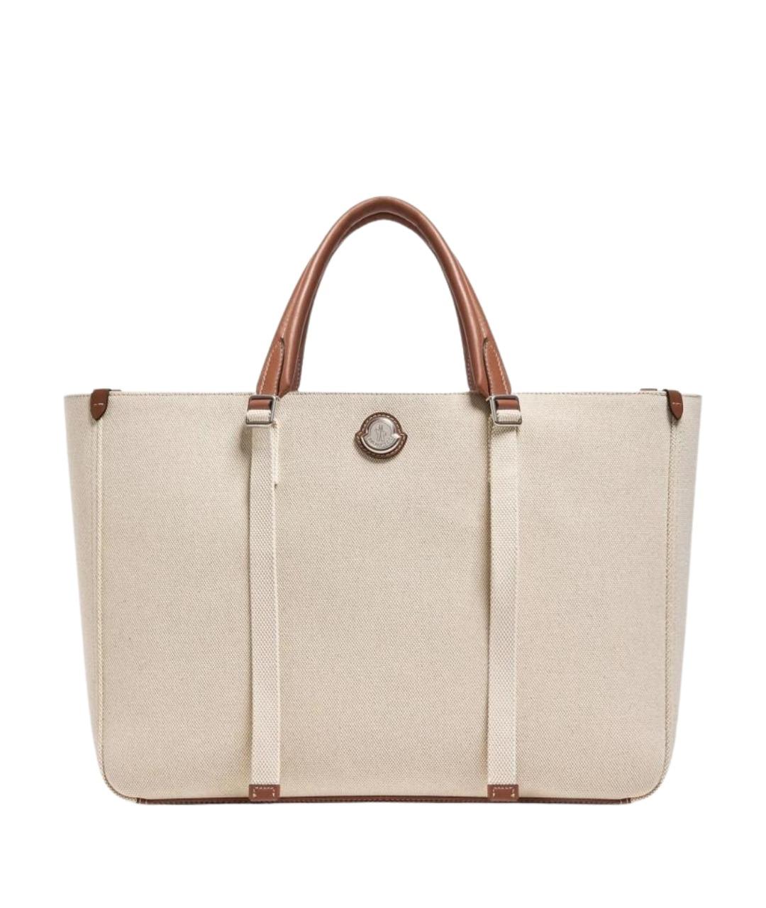 MONCLER Бежевая тканевая сумка тоут, фото 1