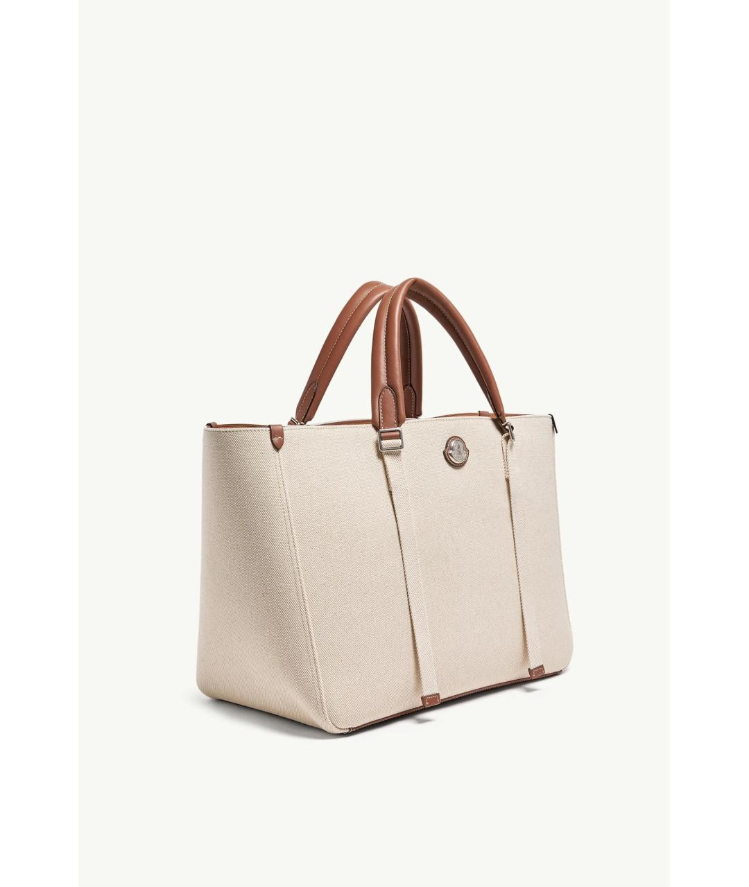 MONCLER Бежевая тканевая сумка тоут, фото 2