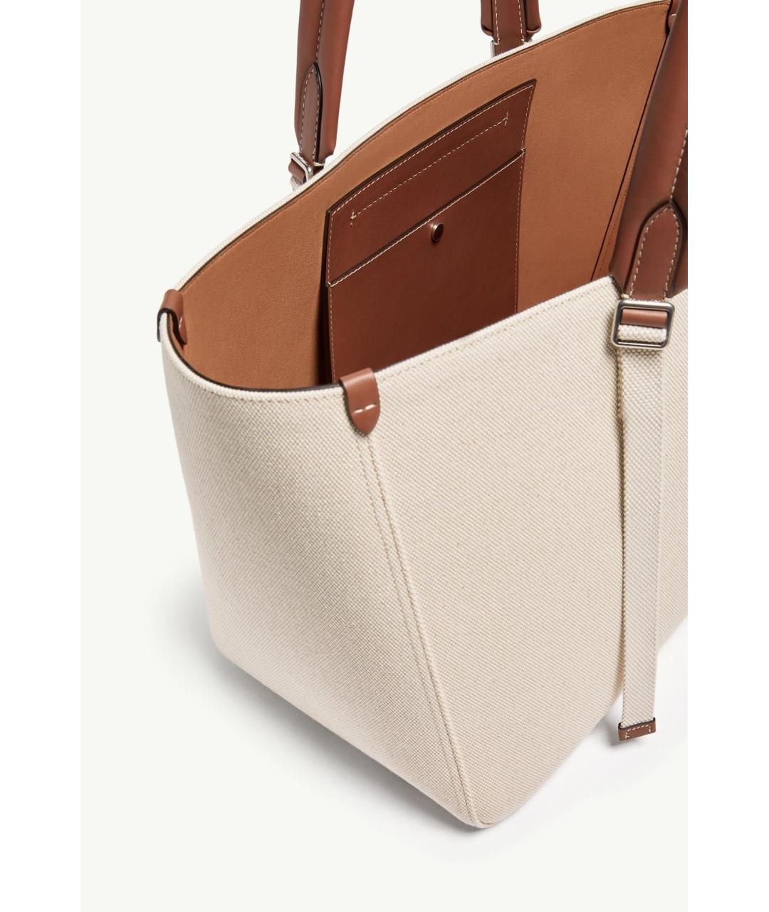 MONCLER Бежевая тканевая сумка тоут, фото 5