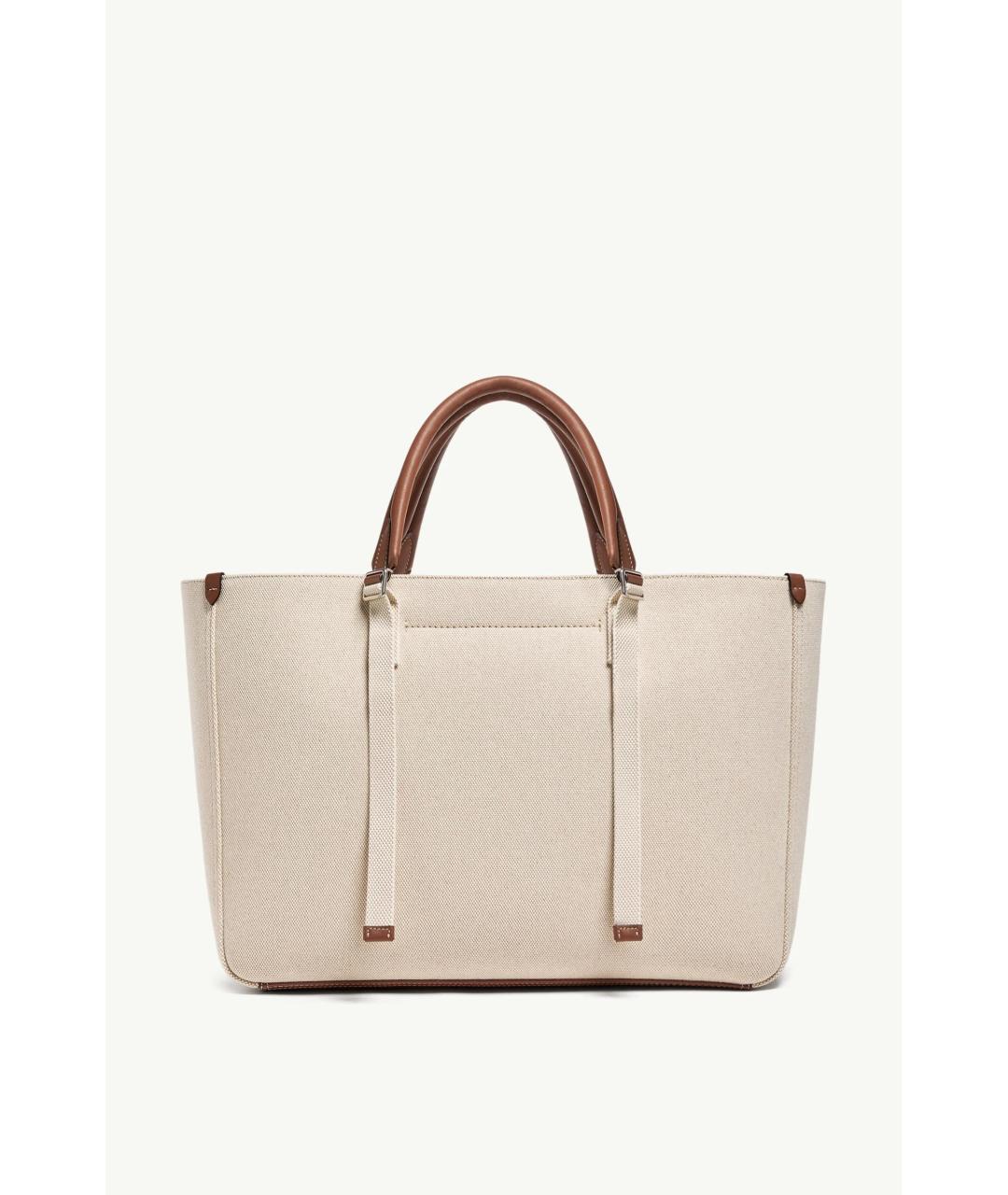 MONCLER Бежевая тканевая сумка тоут, фото 3