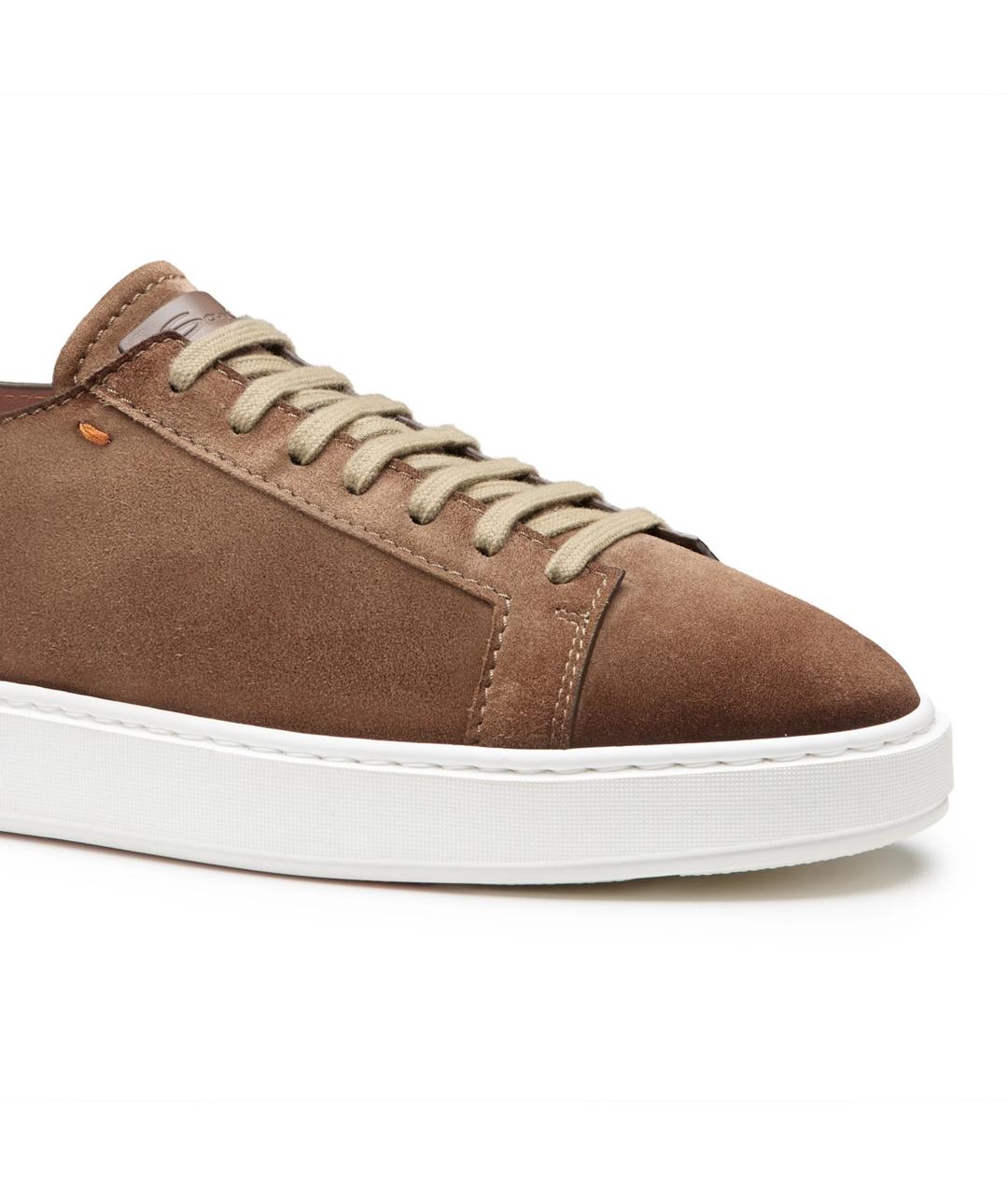 SANTONI Коричневые замшевые низкие кроссовки / кеды, фото 5