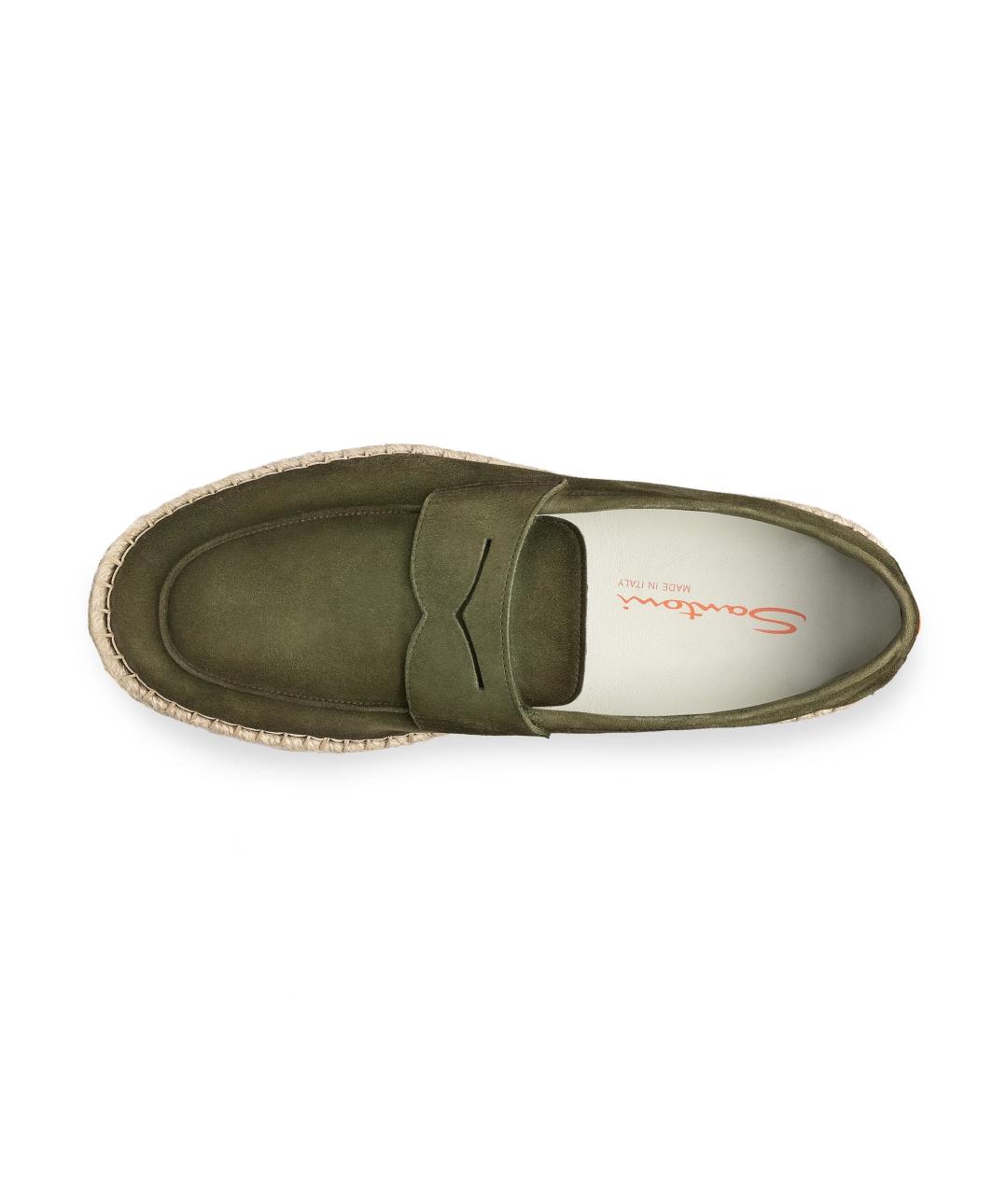 SANTONI Хаки замшевые эспадрильи, фото 4