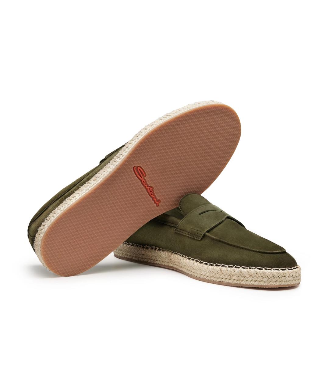 SANTONI Хаки замшевые эспадрильи, фото 3