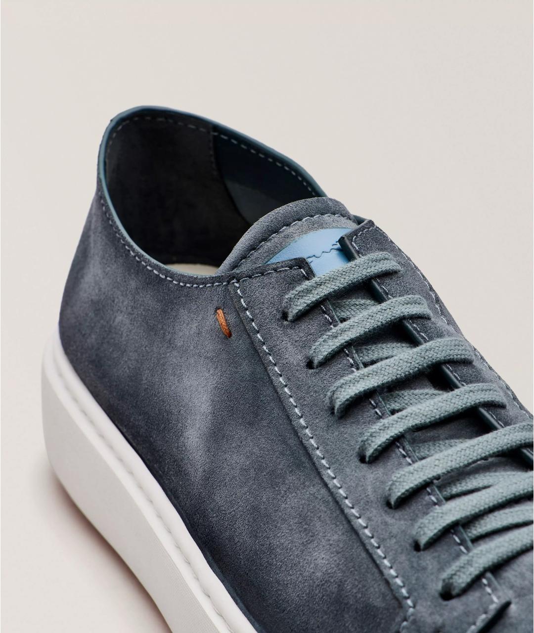 SANTONI Синие замшевые низкие кроссовки / кеды, фото 3