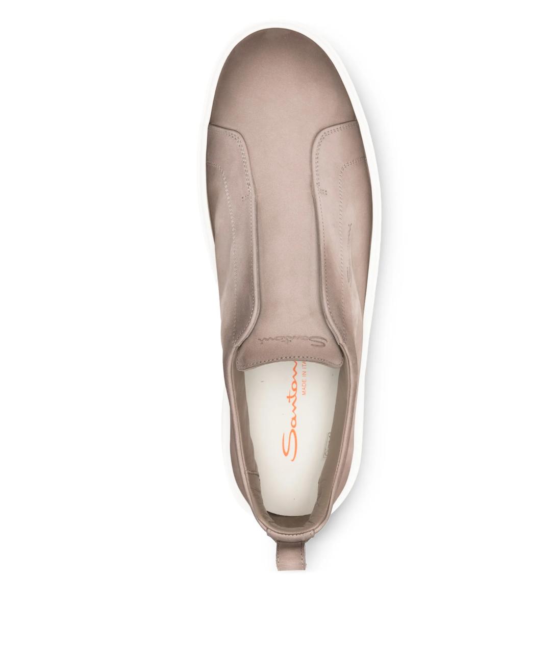 SANTONI Бежевые кожаные слипоны, фото 4