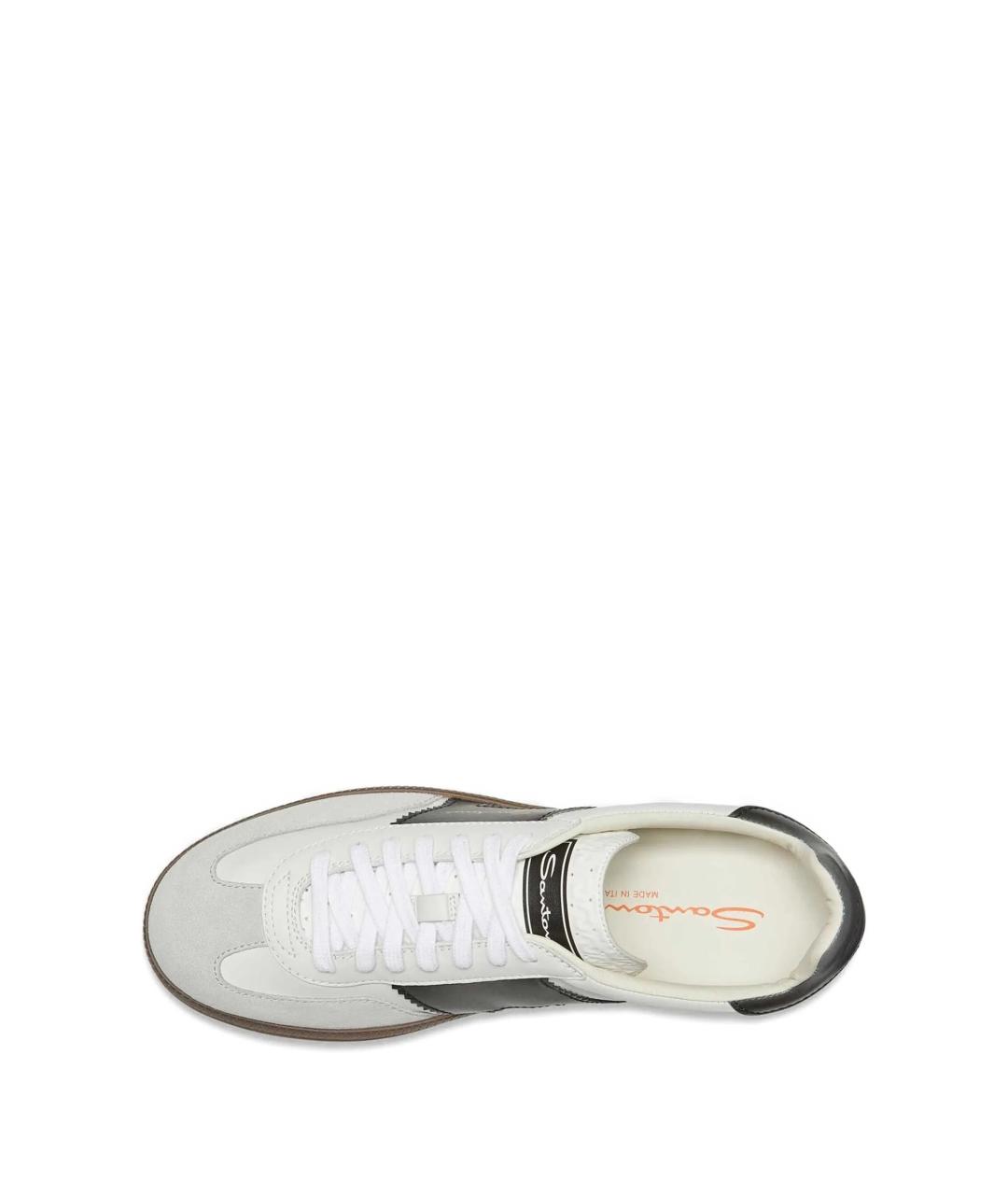 SANTONI Белые кожаные низкие кроссовки / кеды, фото 3