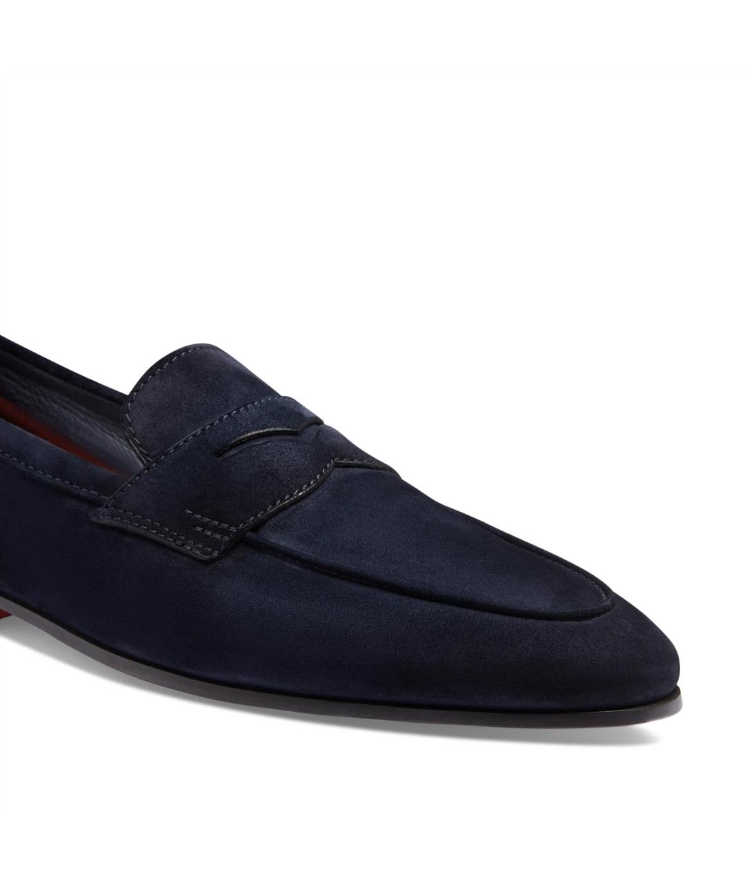 SANTONI Синие замшевые лоферы, фото 5