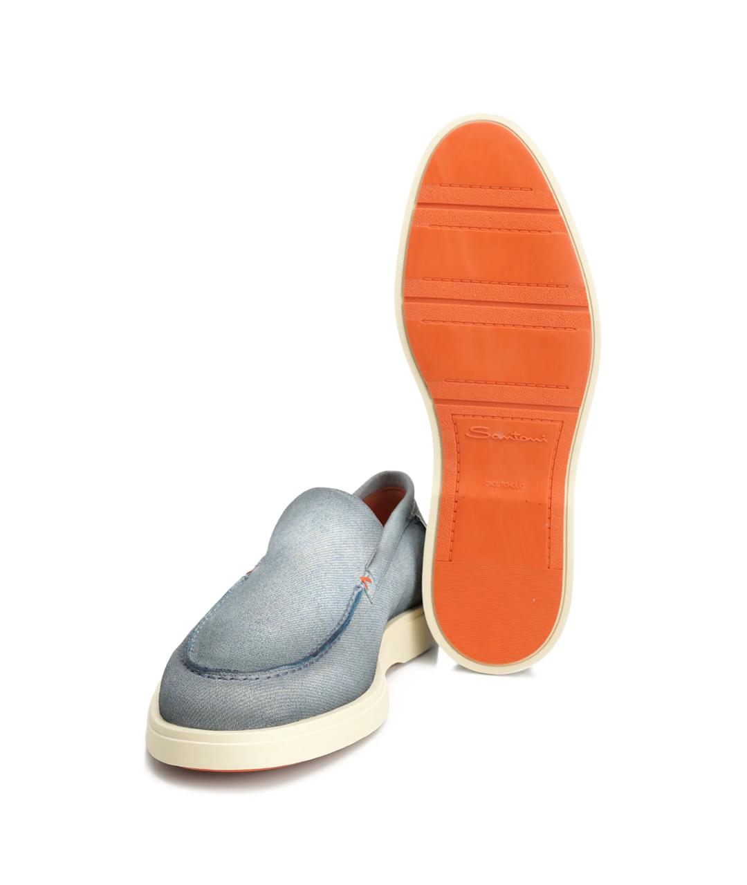 SANTONI Голубые замшевые лоферы, фото 4