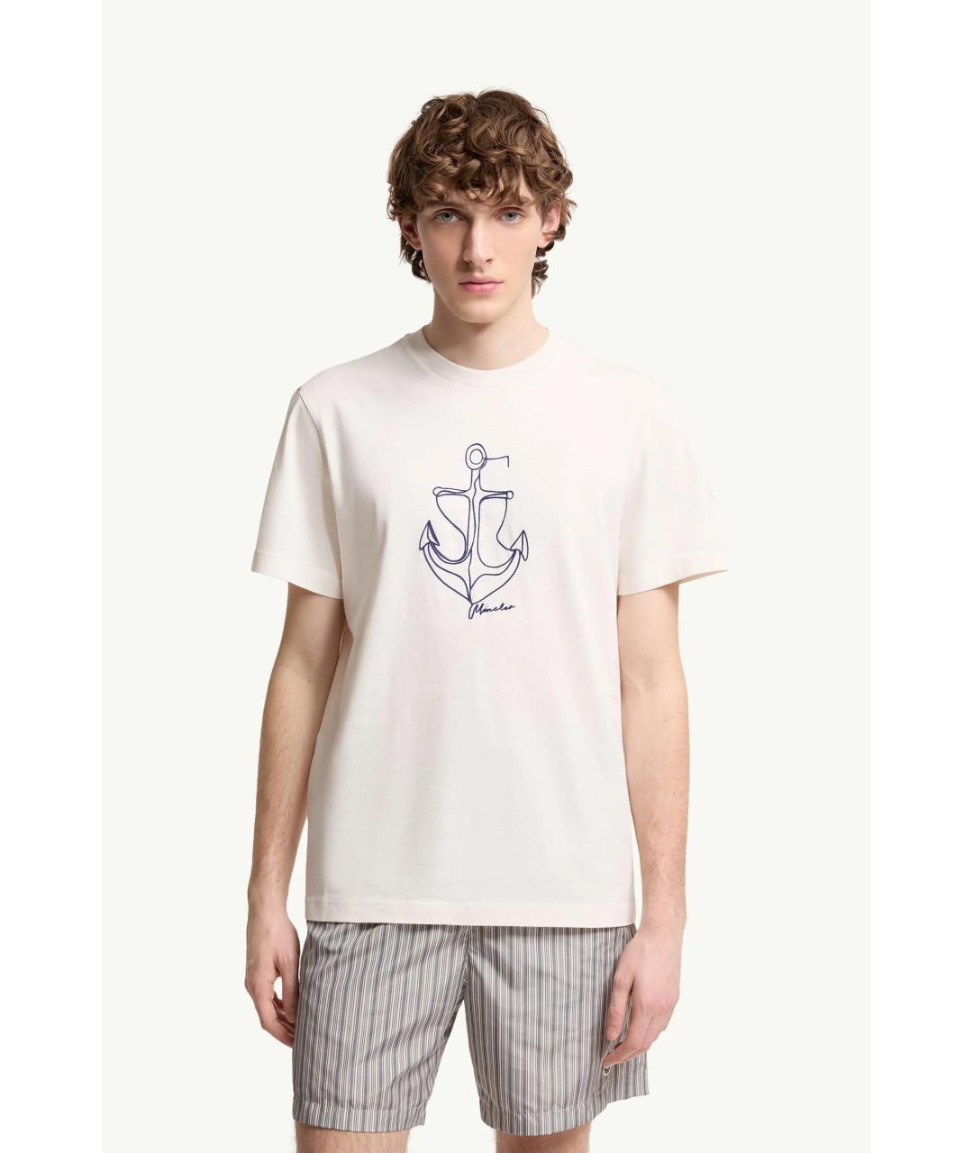 MONCLER Белая хлопковая футболка, фото 3