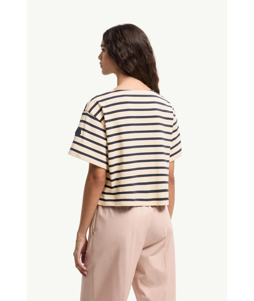 MONCLER Бежевая хлопковая футболка, фото 3