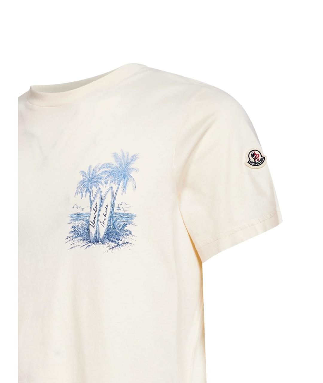 MONCLER Бежевая хлопковая футболка, фото 3