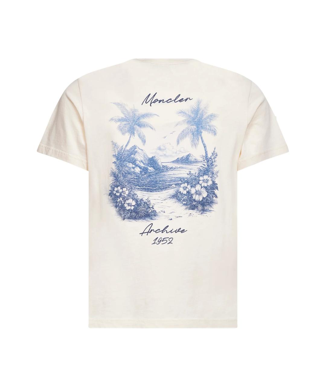 MONCLER Бежевая хлопковая футболка, фото 2