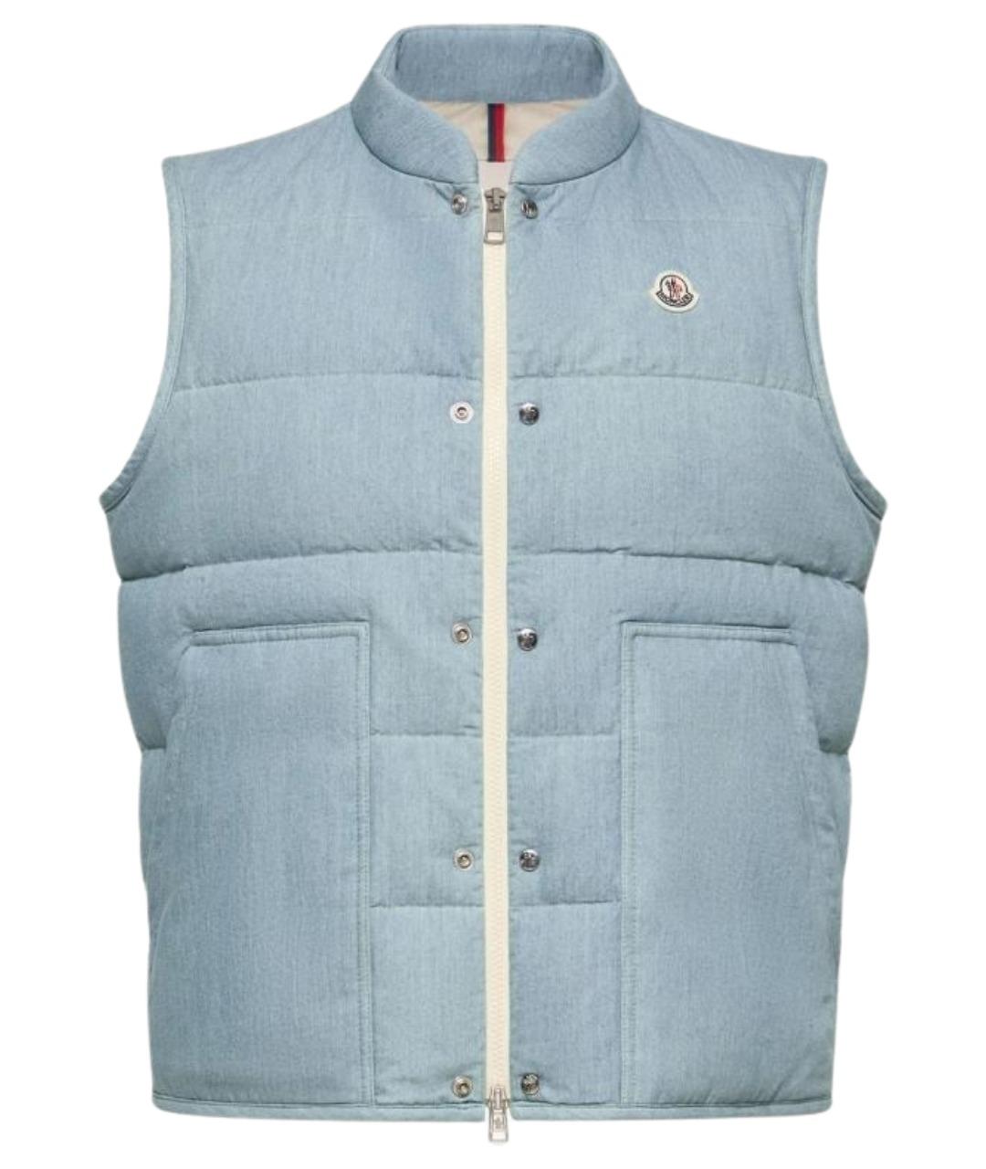 MONCLER Голубой хлопковый жилет, фото 1