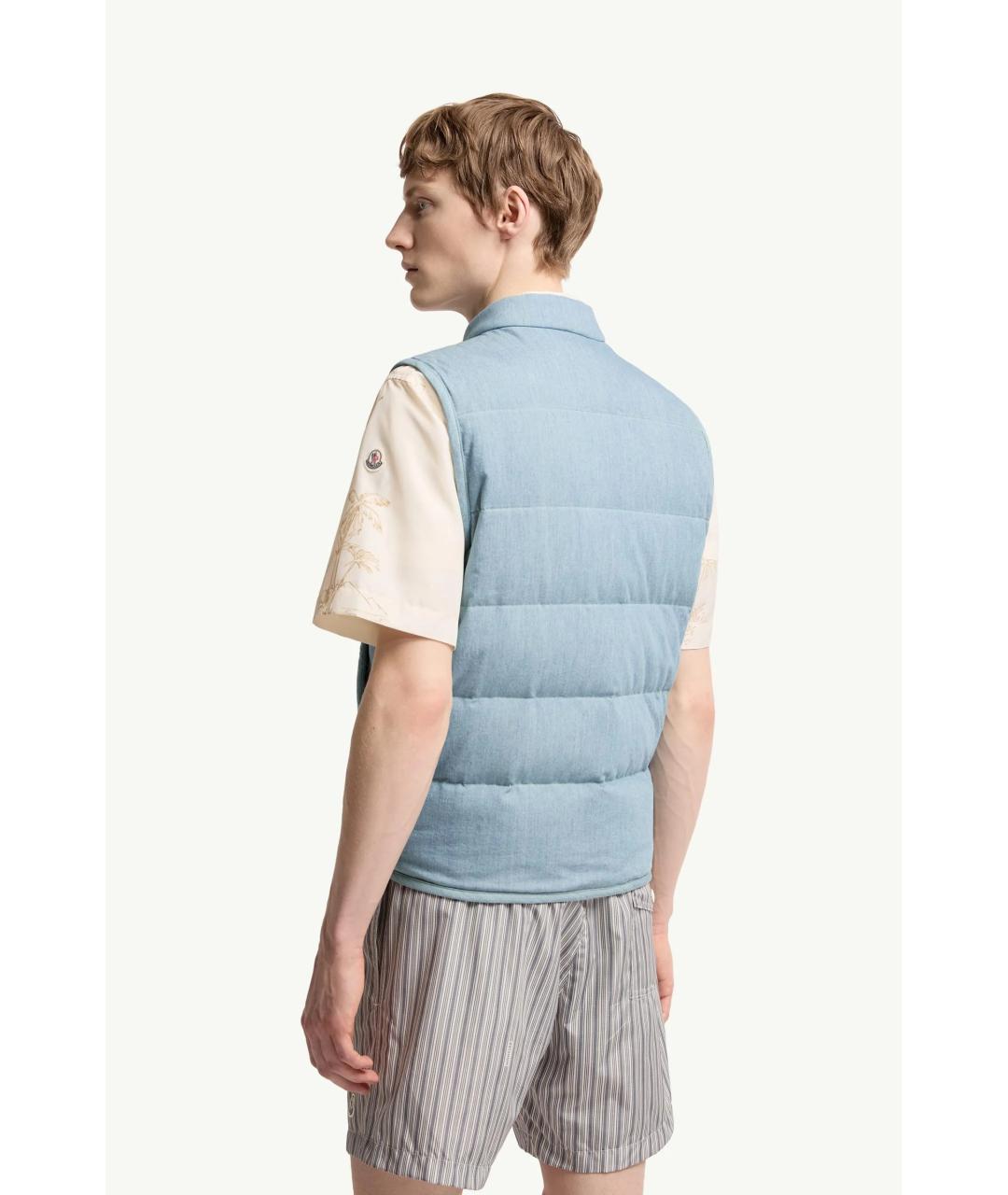 MONCLER Голубой хлопковый жилет, фото 3