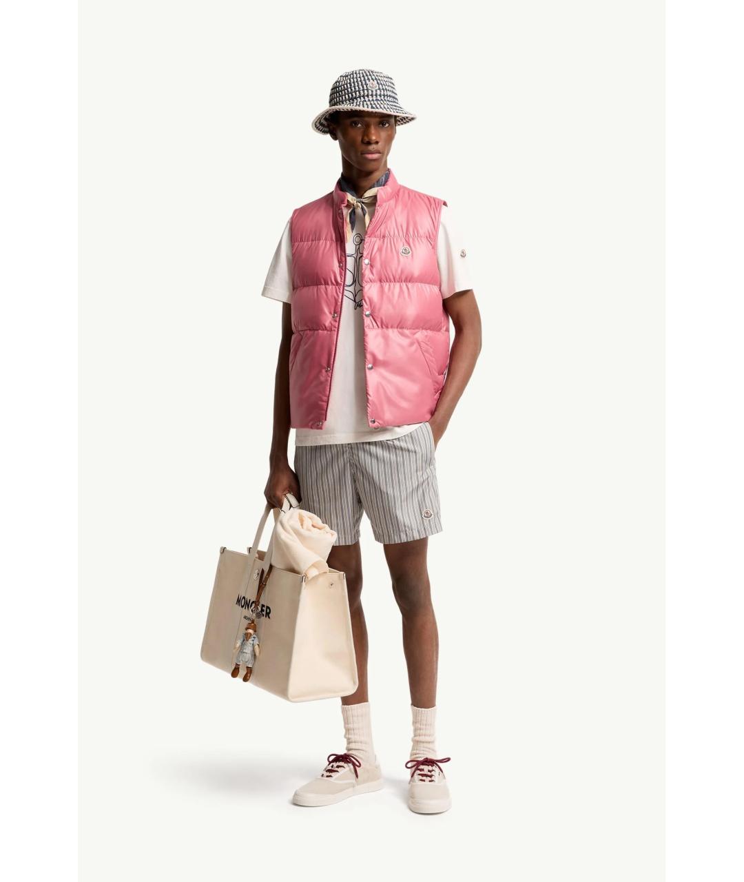 MONCLER Розовый полиэстеровый жилет, фото 2