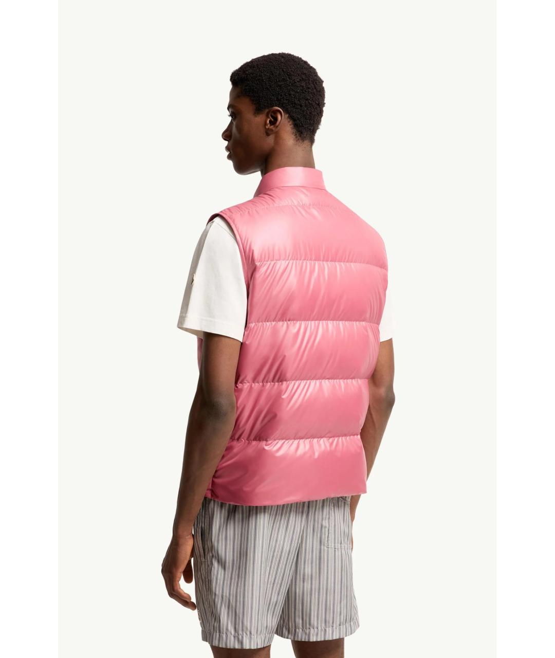 MONCLER Розовый полиэстеровый жилет, фото 3