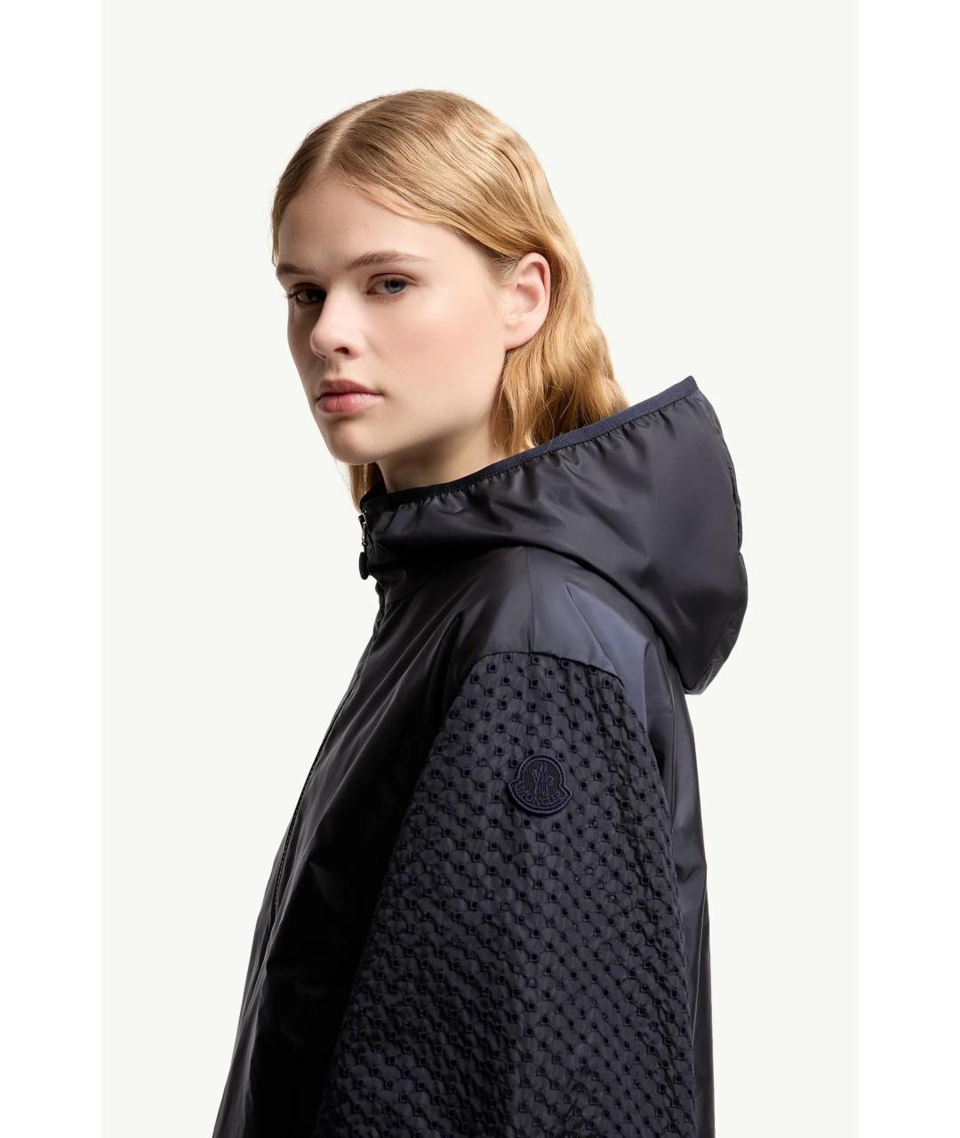 MONCLER Темно-синяя полиамидовая куртка, фото 2