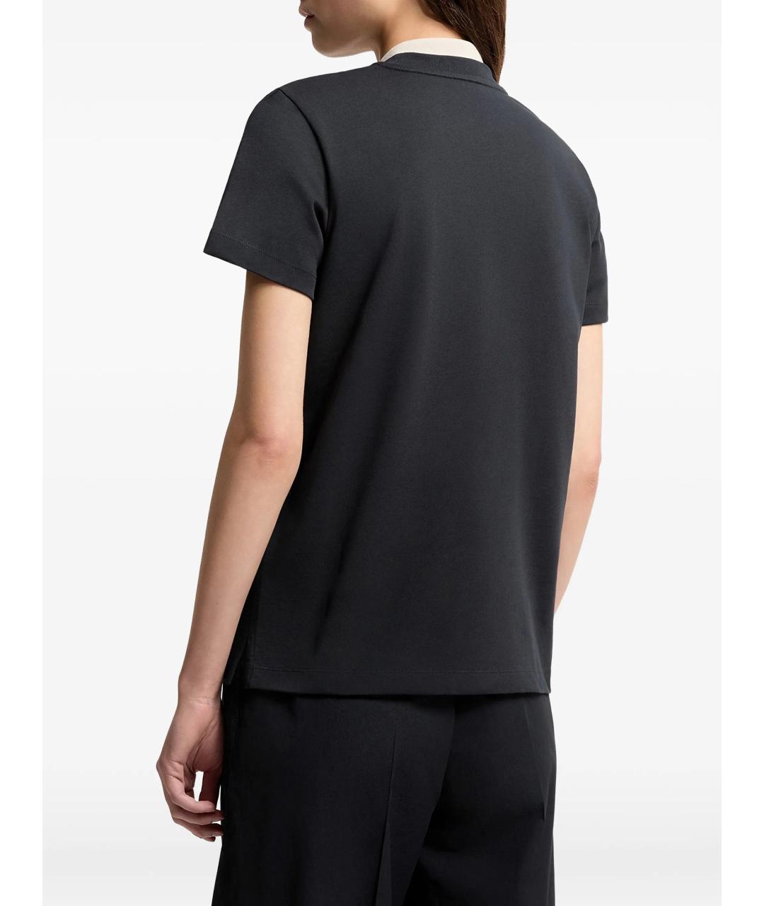 MONCLER Темно-синяя хлопковая футболка, фото 3