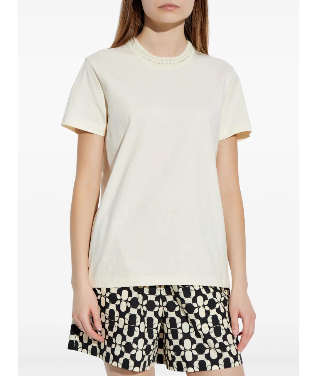 MONCLER Бежевая хлопковая футболка, фото 2