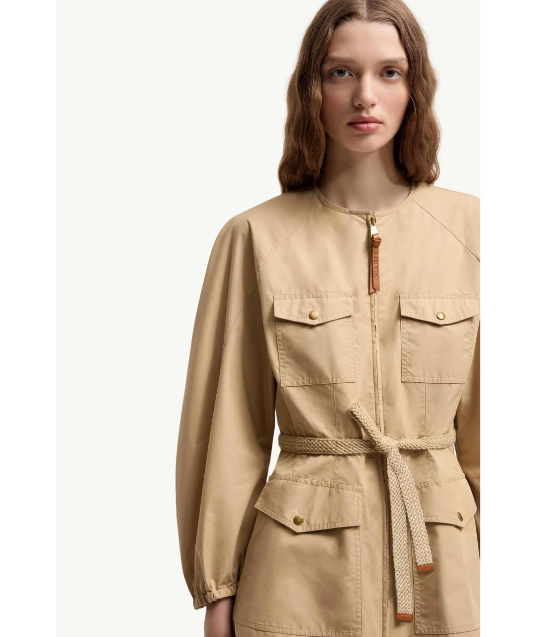 MONCLER Бежевое хлопковое повседневное платье, фото 4