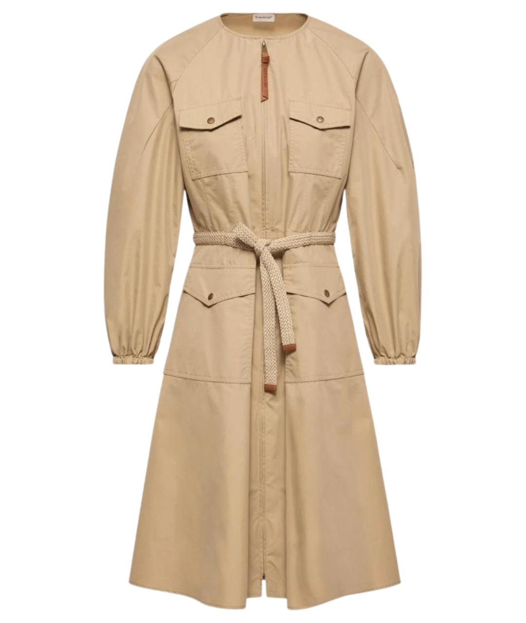 MONCLER Бежевое хлопковое повседневное платье, фото 1