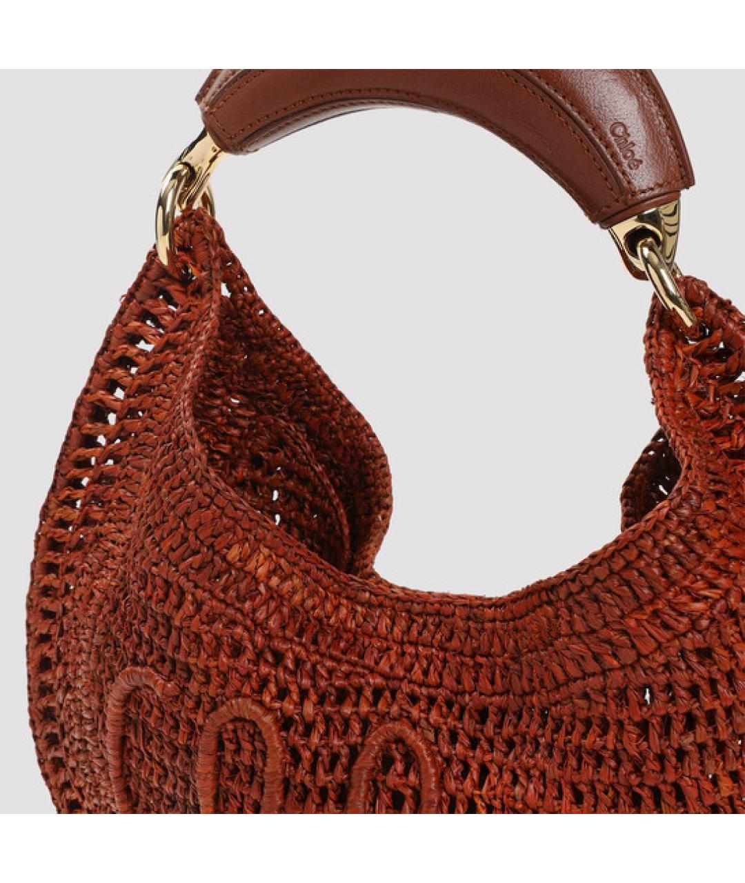 CHLOE Коричневая пелетеная сумка с короткими ручками, фото 3