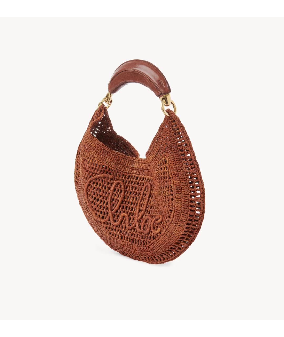 CHLOE Коричневая пелетеная сумка с короткими ручками, фото 5