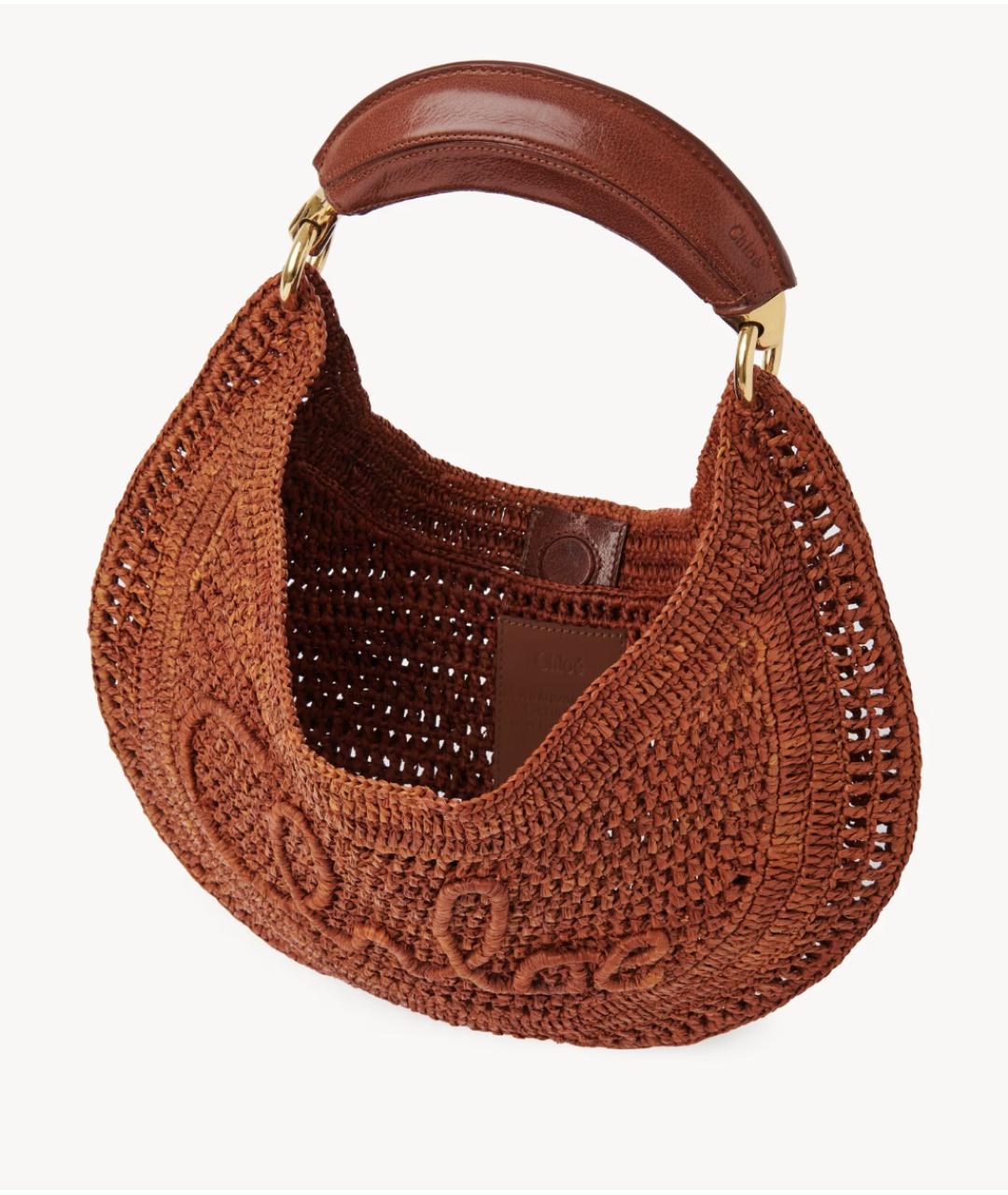 CHLOE Коричневая пелетеная сумка с короткими ручками, фото 4