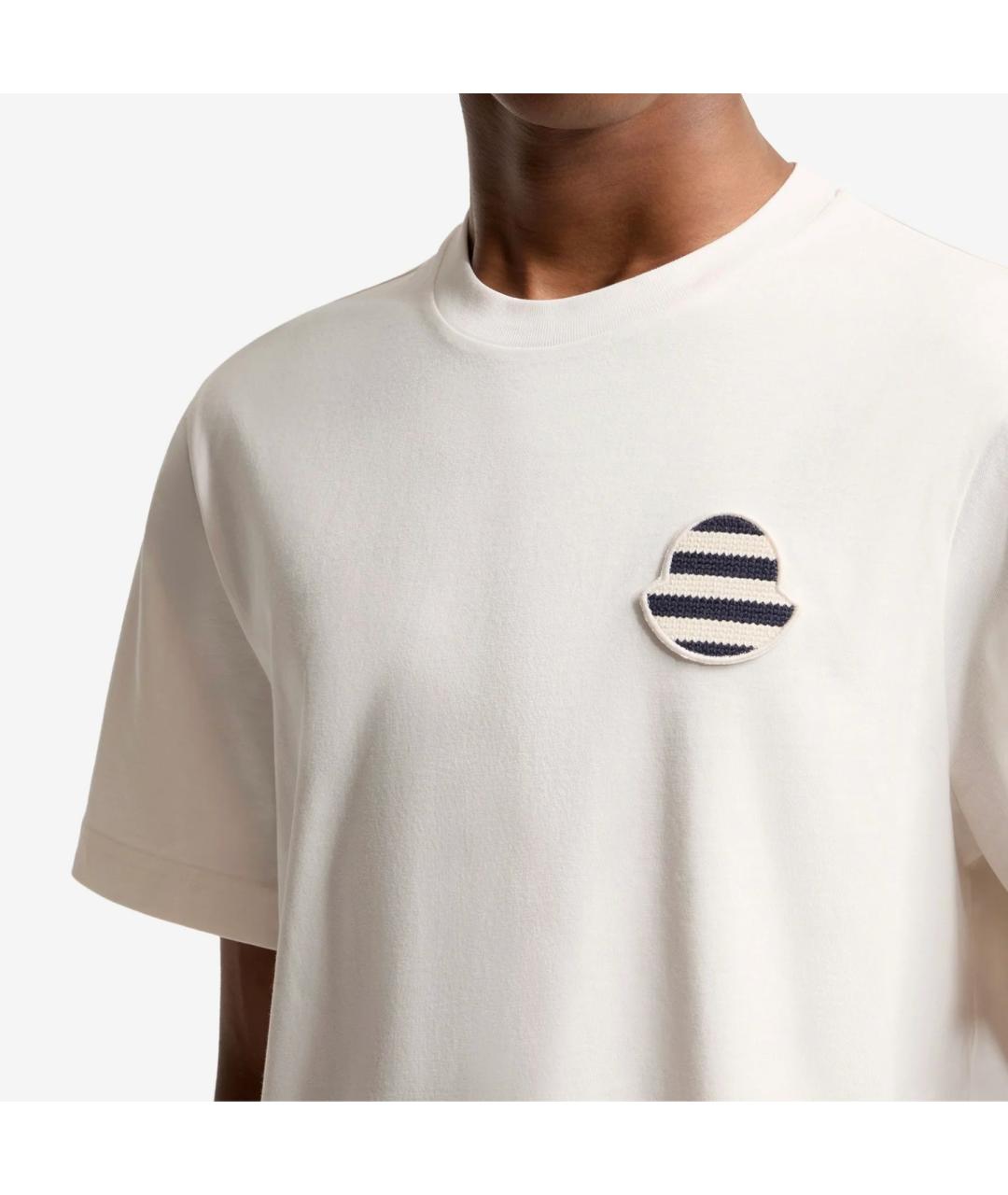 MONCLER Бежевая хлопковая футболка, фото 4