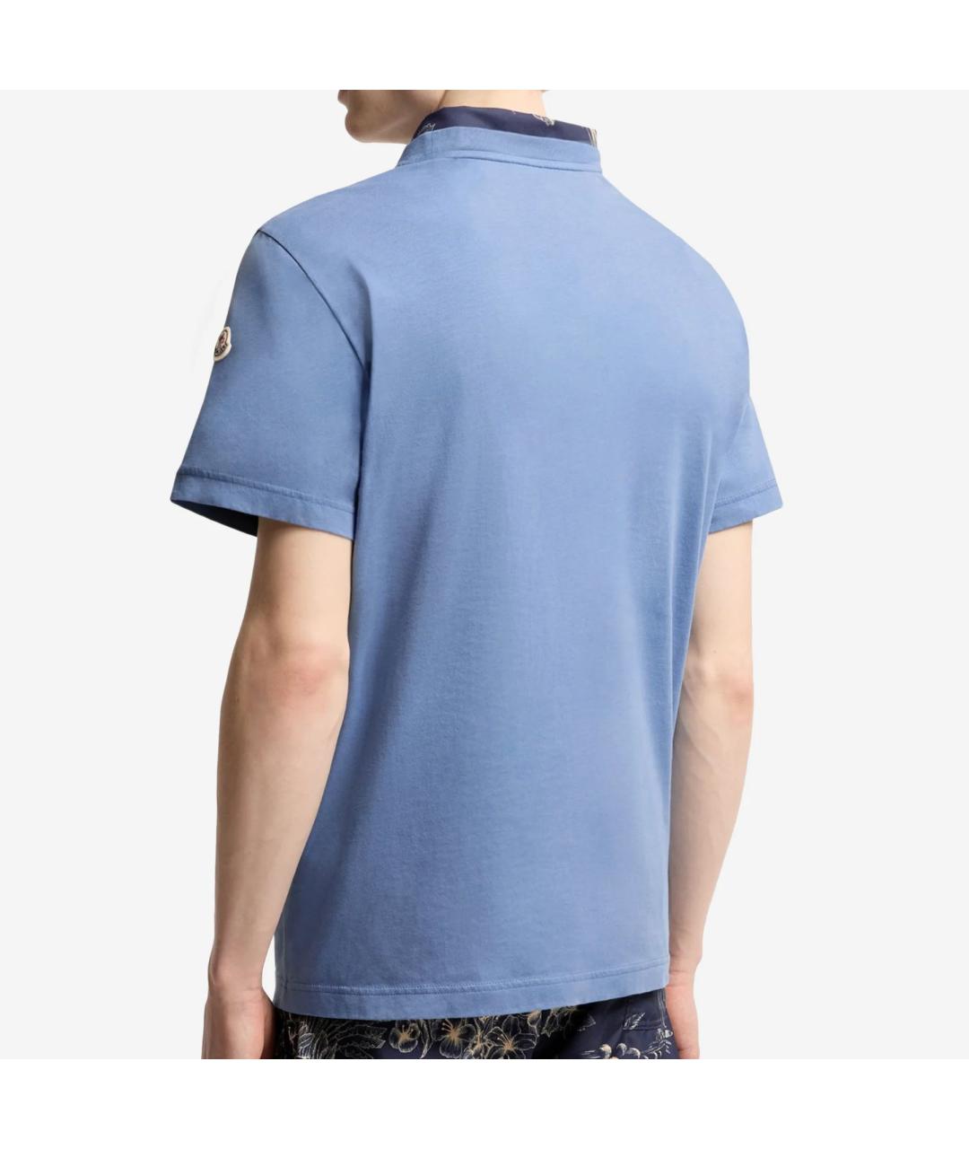 MONCLER Голубая хлопковая футболка, фото 2