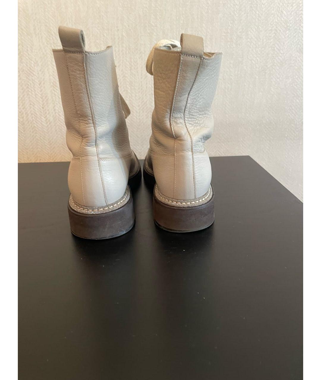 BRUNELLO CUCINELLI Бежевые кожаные ботинки, фото 4