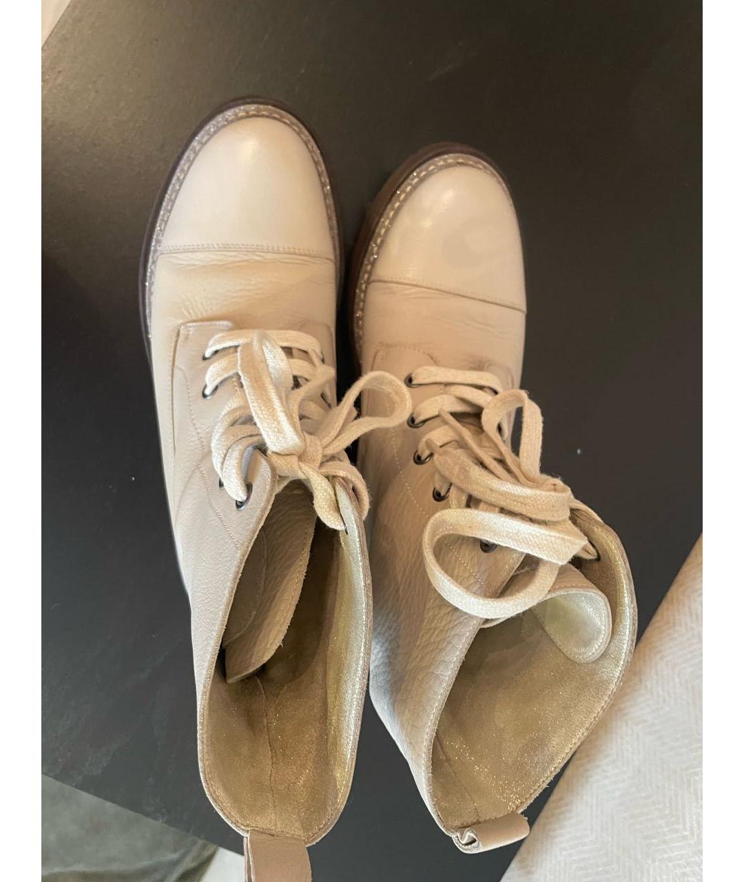 BRUNELLO CUCINELLI Бежевые кожаные ботинки, фото 3