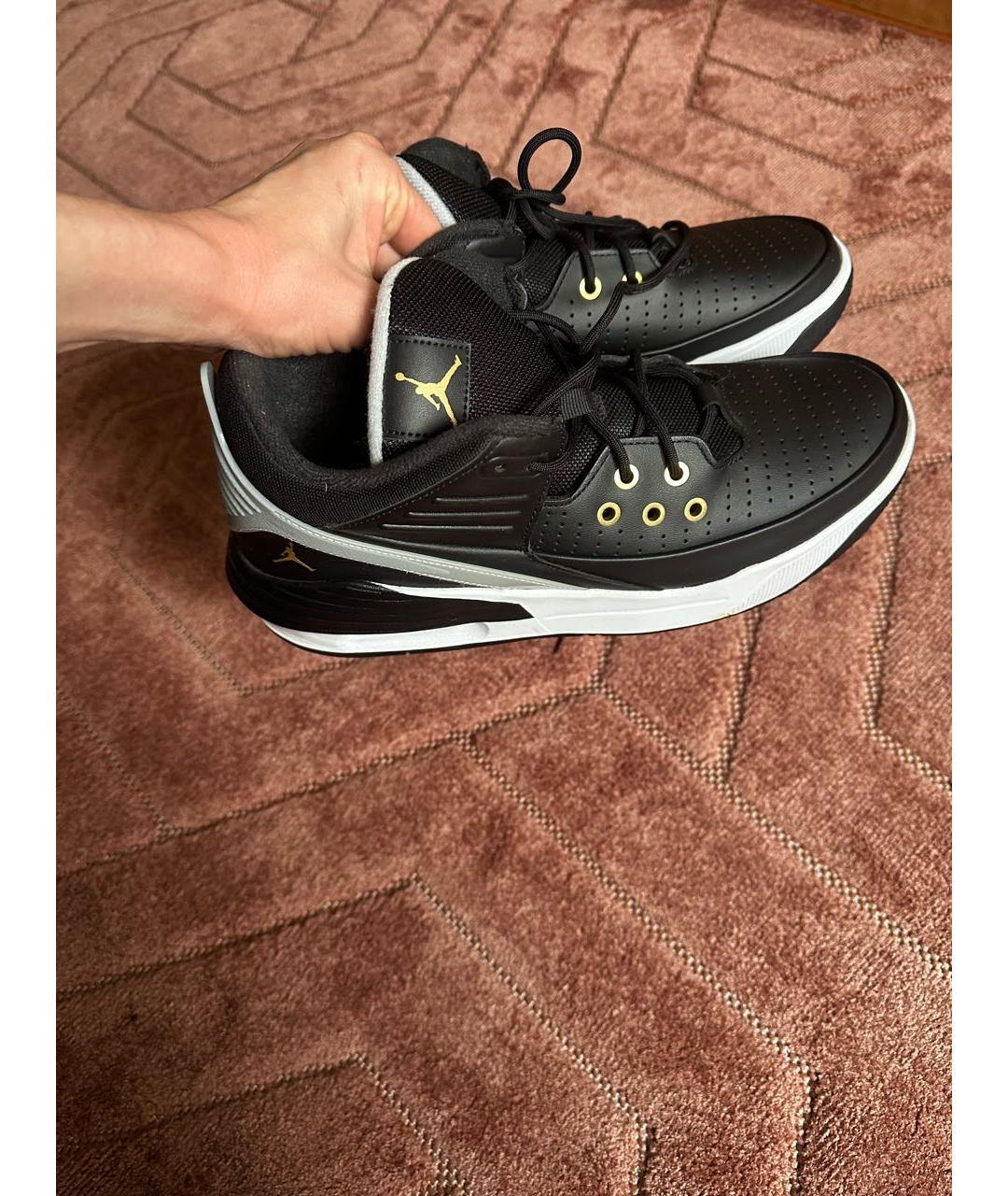 JORDAN Черные кожаные низкие кроссовки / кеды, фото 7