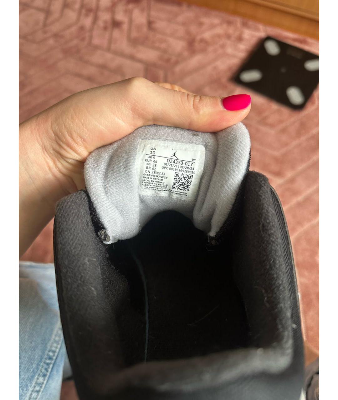 JORDAN Черные кожаные низкие кроссовки / кеды, фото 5