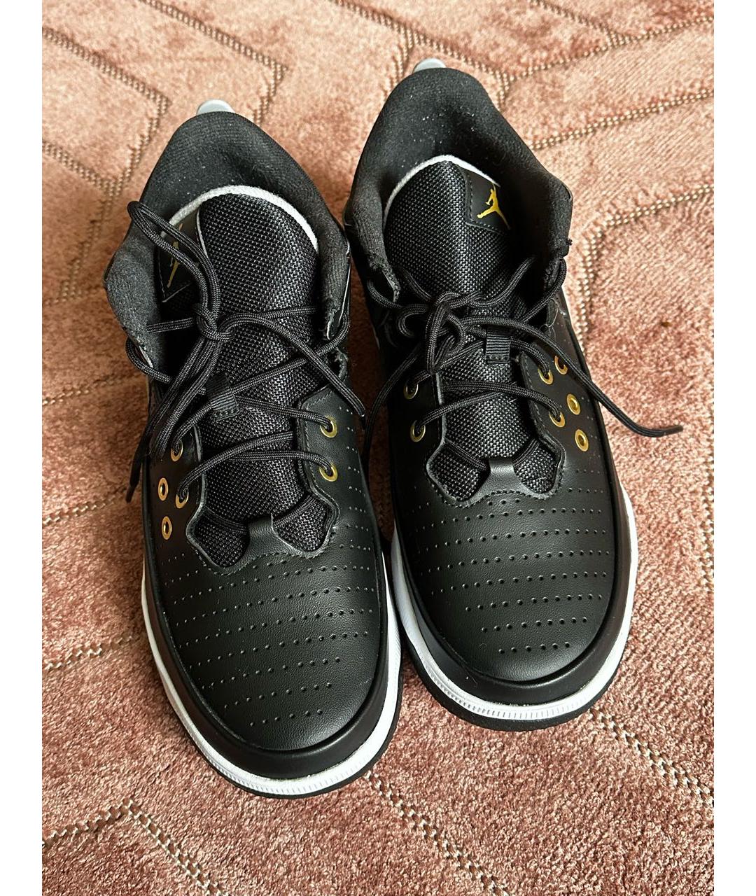 JORDAN Черные кожаные низкие кроссовки / кеды, фото 2