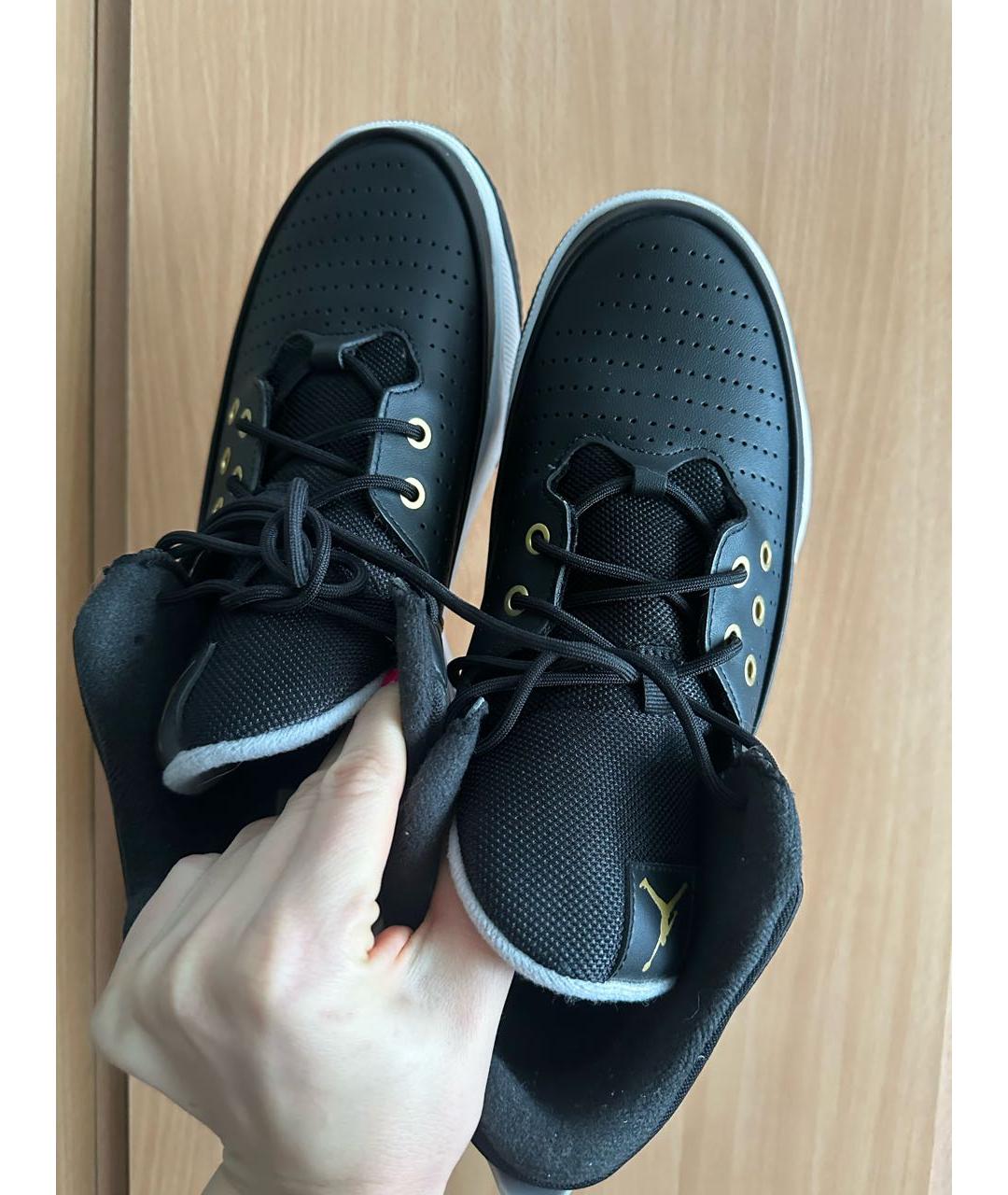 JORDAN Черные кожаные низкие кроссовки / кеды, фото 6