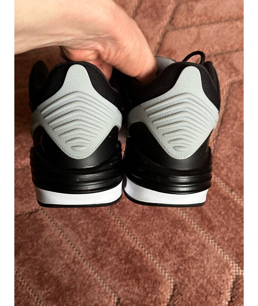 JORDAN Черные кожаные низкие кроссовки / кеды, фото 3
