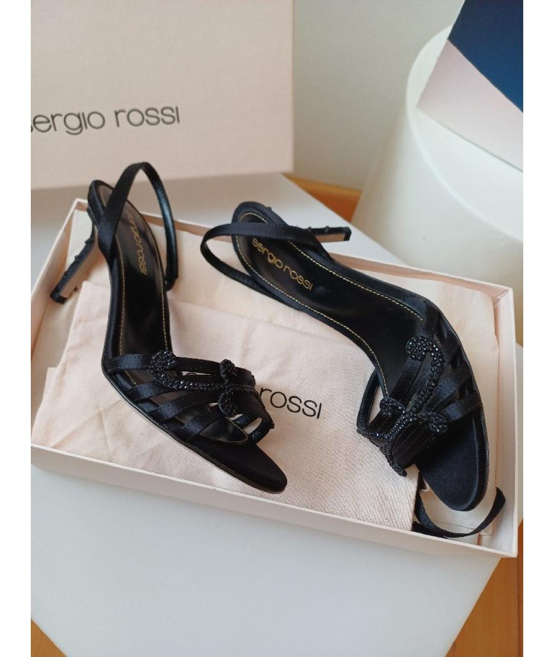 SERGIO ROSSI Черные кожаные босоножки, фото 6