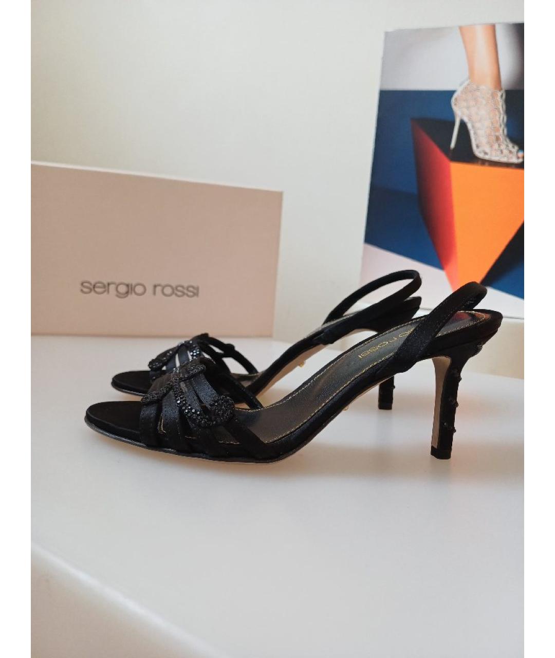SERGIO ROSSI Черные кожаные босоножки, фото 2