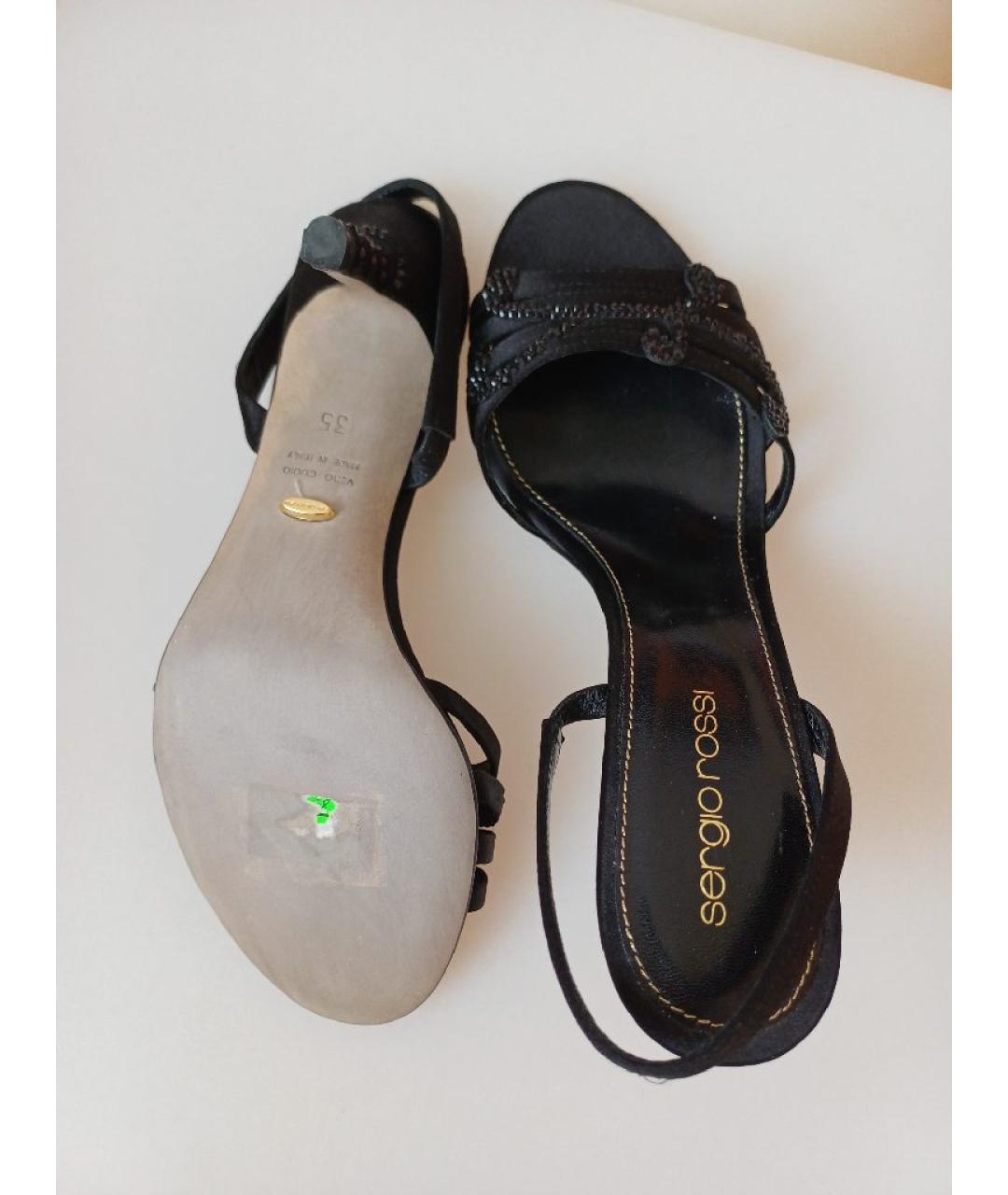 SERGIO ROSSI Черные кожаные босоножки, фото 9