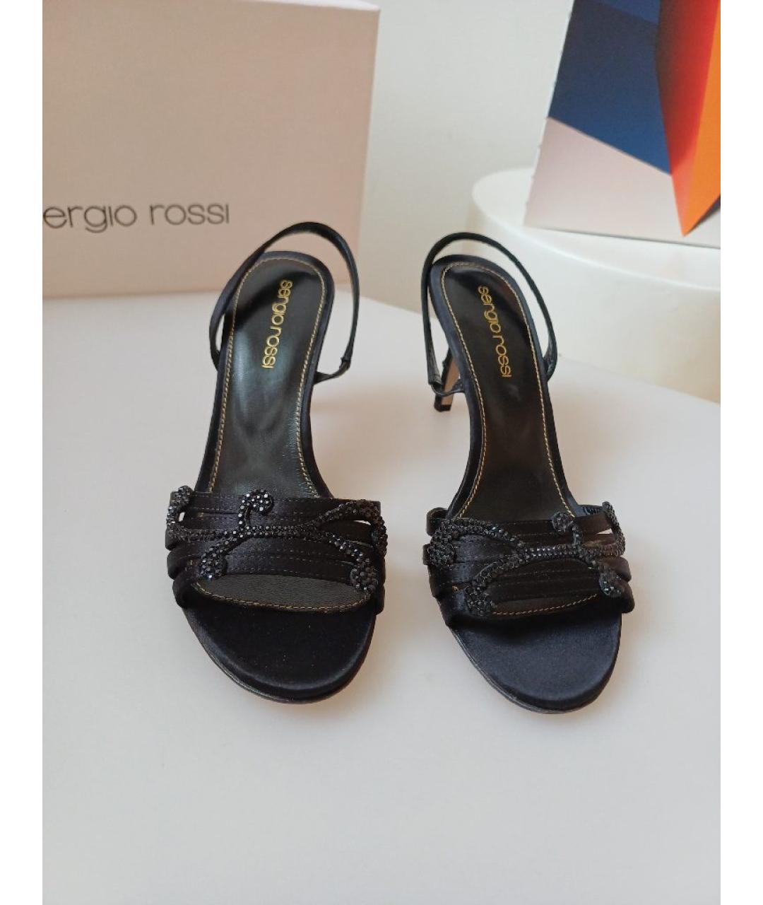 SERGIO ROSSI Черные кожаные босоножки, фото 7