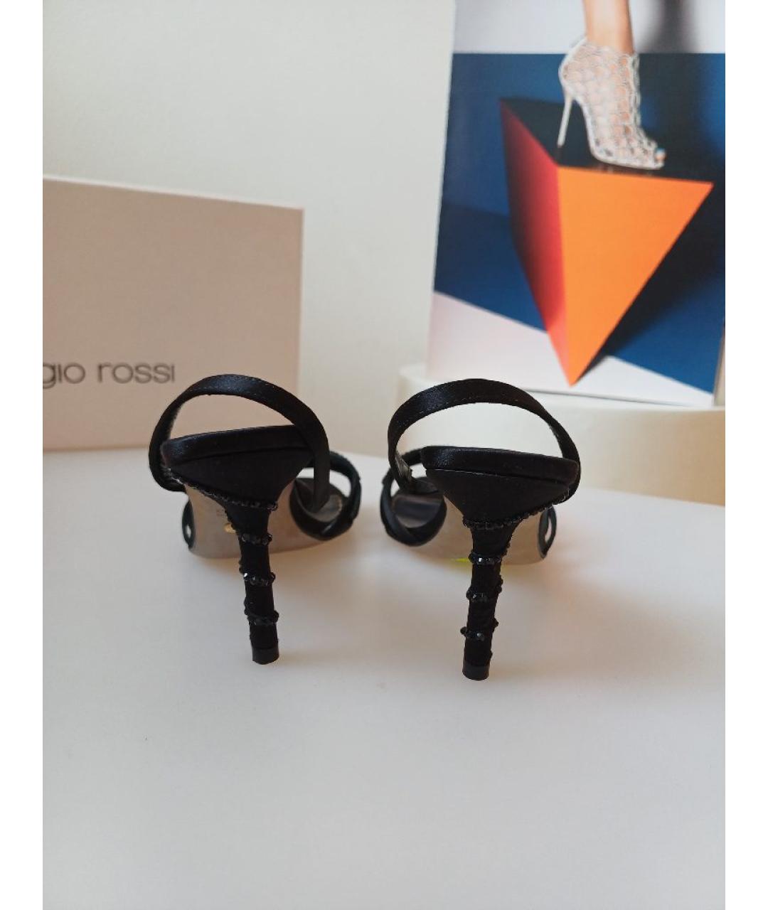 SERGIO ROSSI Черные кожаные босоножки, фото 8