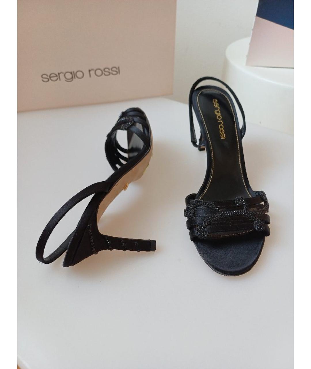 SERGIO ROSSI Черные кожаные босоножки, фото 4