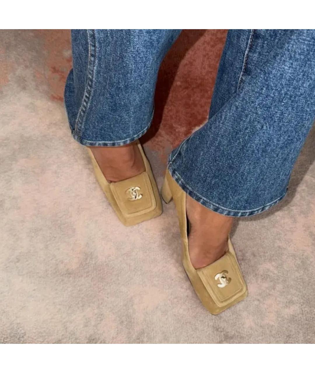 CHANEL Бежевые замшевые туфли, фото 4