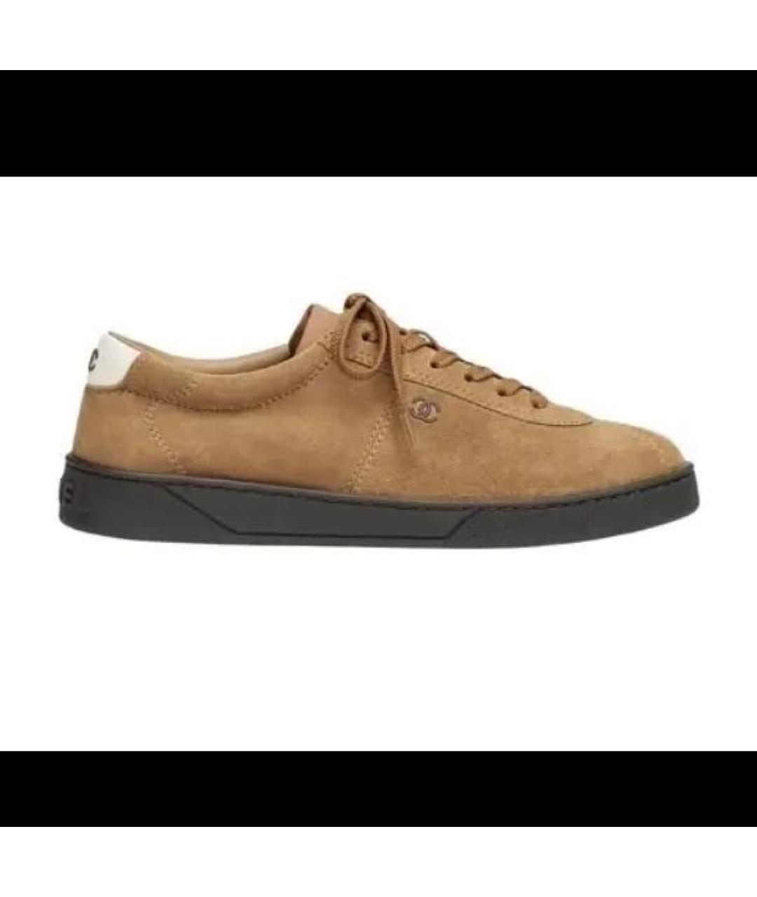 CHANEL Коричневые замшевые кеды, фото 3