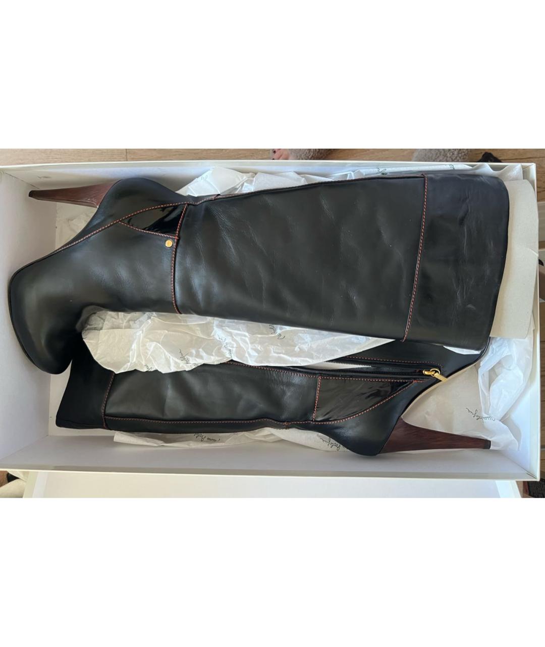 Principe di Bologna Черные кожаные сапоги, фото 5