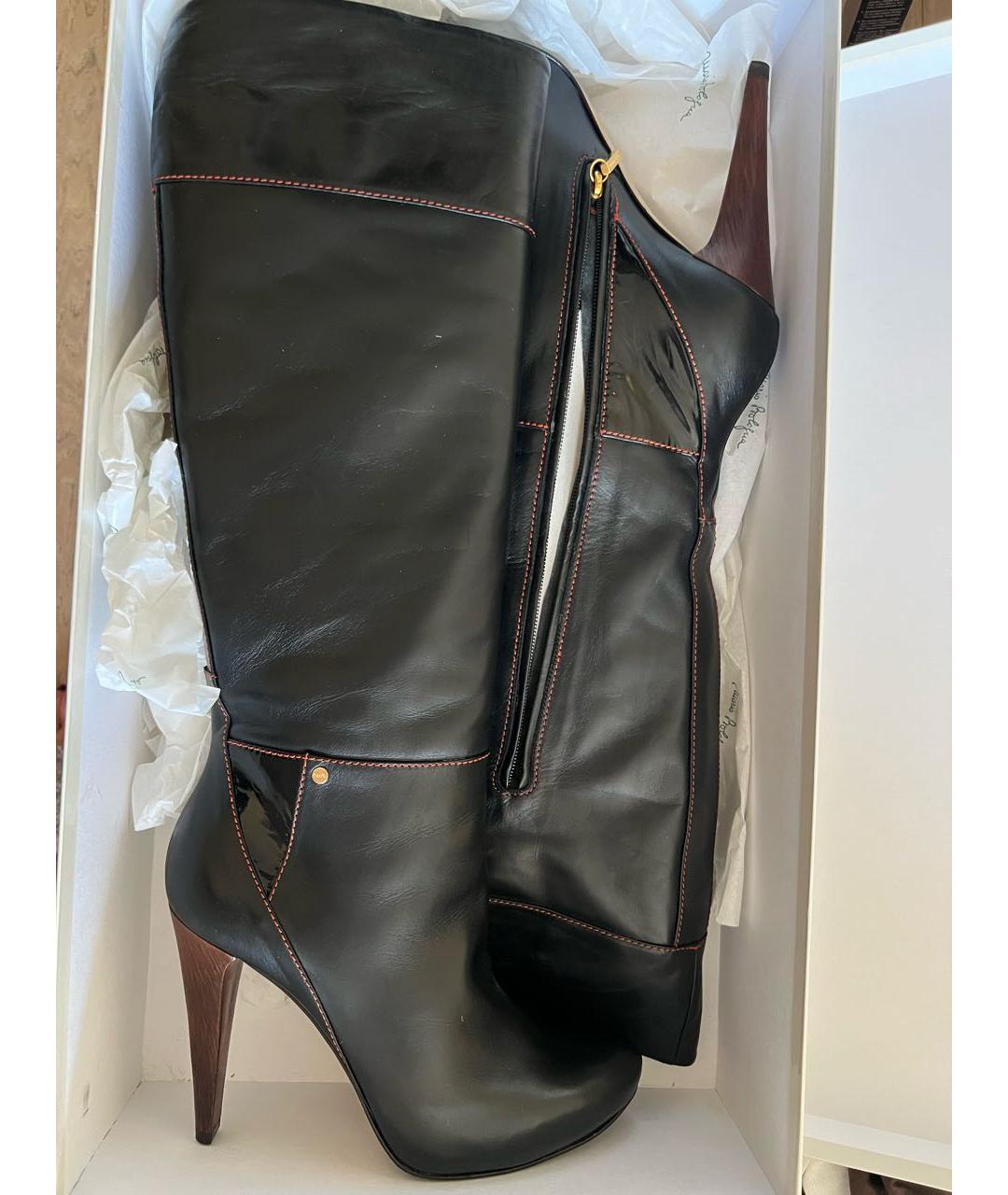Principe di Bologna Черные кожаные сапоги, фото 6