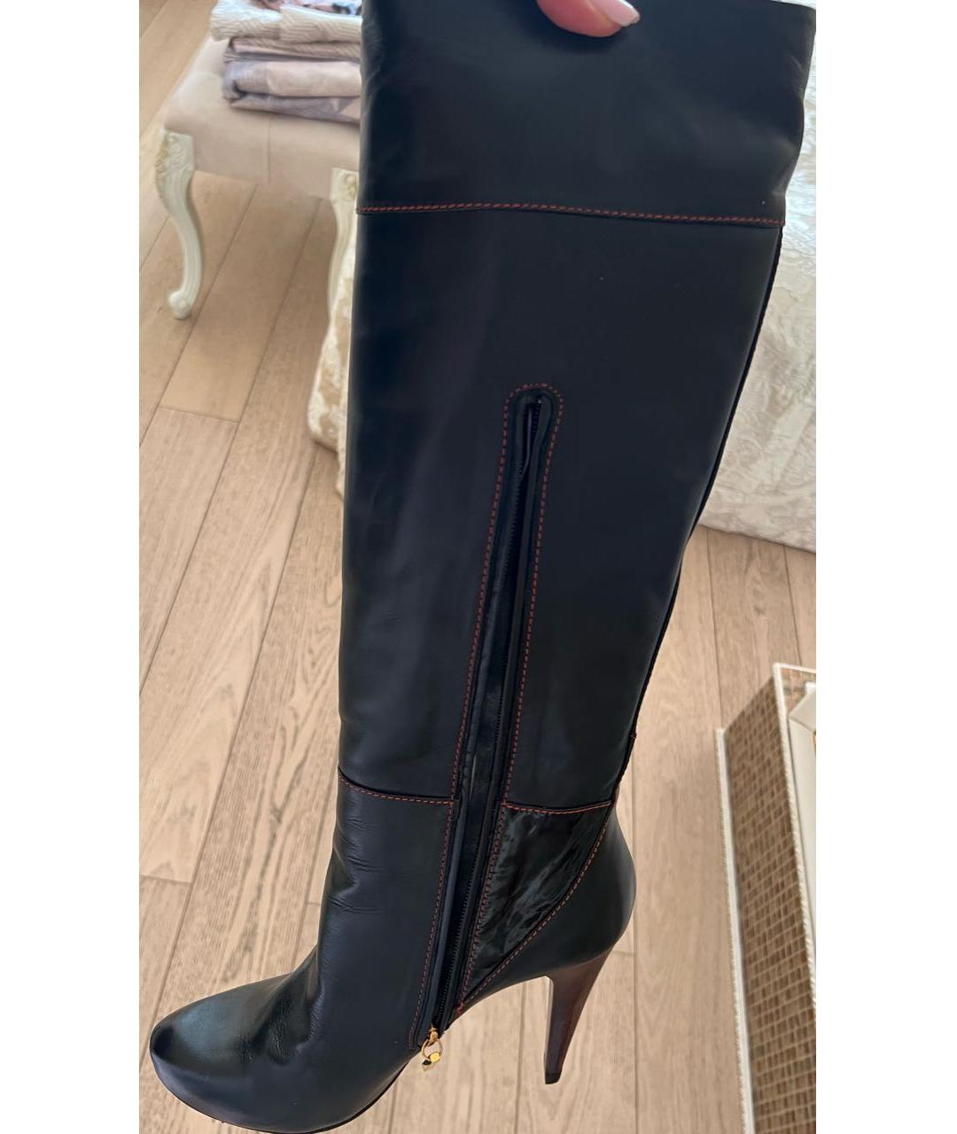 Principe di Bologna Черные кожаные сапоги, фото 7
